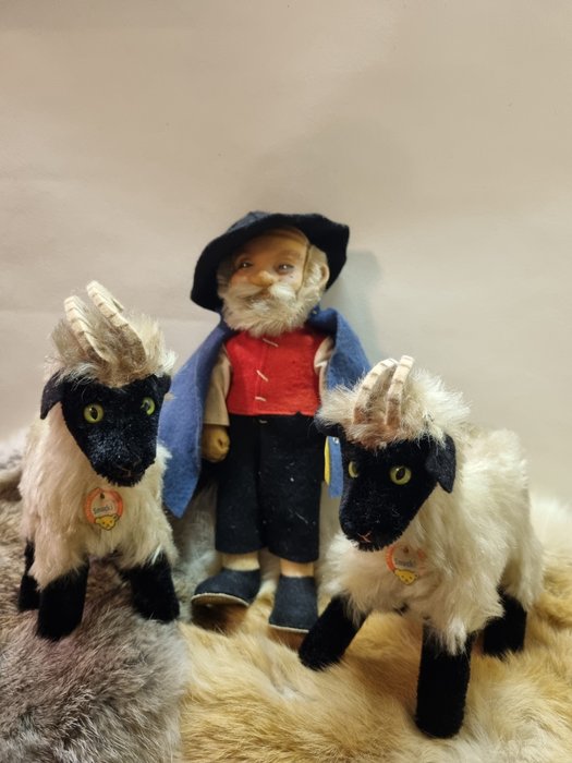 Preview of the first image of Steiff - Shepherd with two mountain Rams. Schnucki - 1960-1969 - Germany.