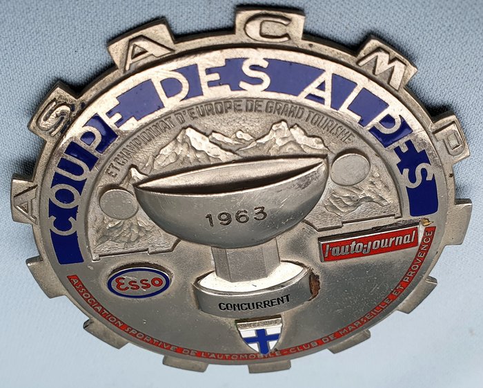 Preview of the first image of Emblem/mascot/badge - Grille Badge - 24e Rally Coupe des Alpes - Concurrent 1963.
