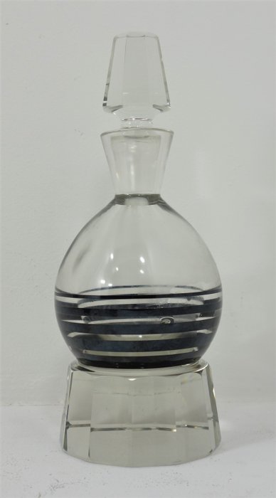 Image 3 of Karl Palda - Alcohol service decanters and glasses in black enamelled crystal silver frame art deco