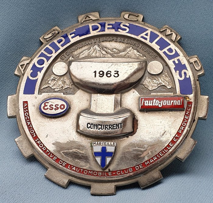Image 2 of Emblem/mascot/badge - Grille Badge - 24e Rally Coupe des Alpes - Concurrent 1963