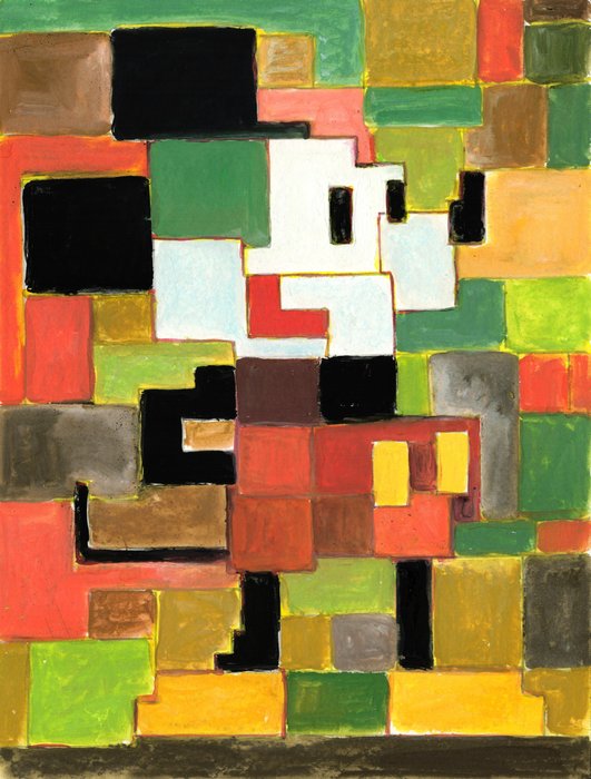 Preview of the first image of Mickey Mouse Inspired By Paul Klee's "Harmony of the Nordic Flora" (1927) - Original Painting - Ton.