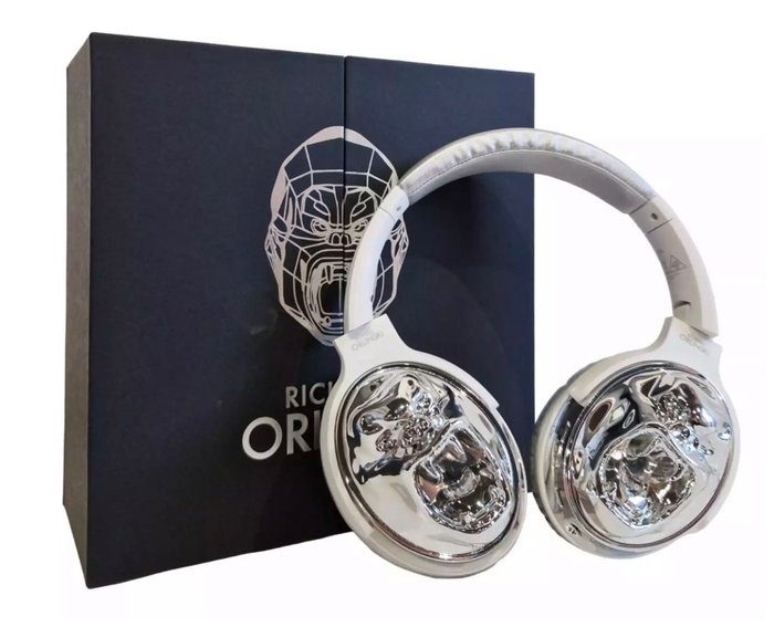Preview of the first image of Richard Orlinski (1966) - Casque HEADPHONES KONG - Chrome Silver - Argent.
