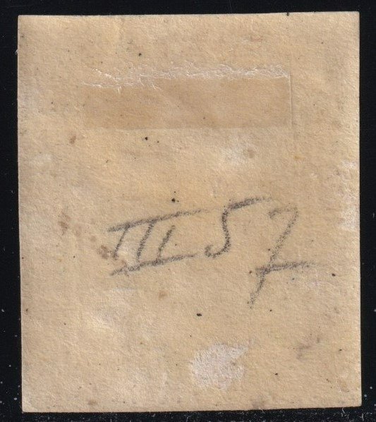 Image 2 of Italian Ancient States - Sicily 1859 - 1 gr. light olive green 3rd plate, airmail, with good margin