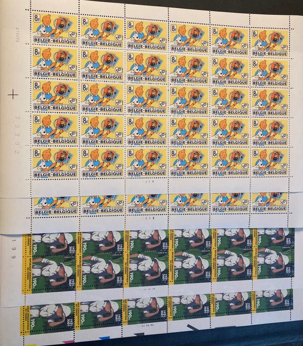 Preview of the first image of Belgium and DR Congo 1979/2001 - Youth philately 1979 and Tintin in the Congo: 2 x 2 full sheets wi.