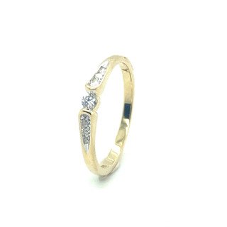Preview of the first image of No Reserve Price - 14 kt. Yellow gold - Ring - 0.15 ct - Diamonds.
