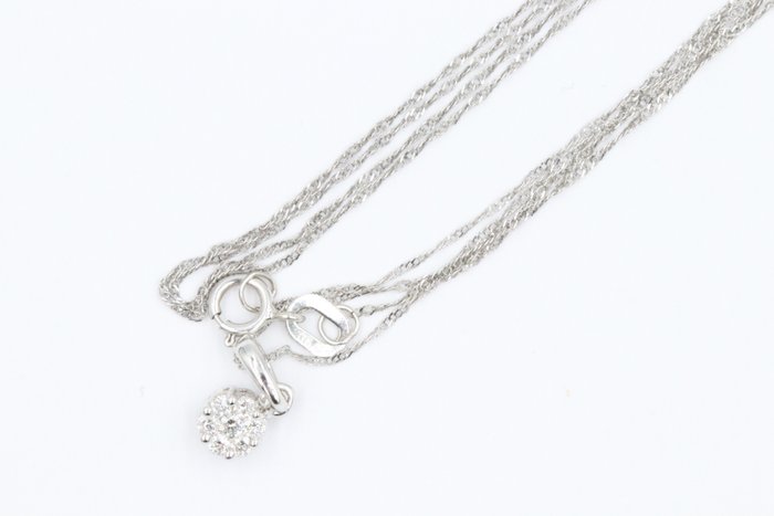 Image 2 of 18 kt. White gold - Necklace with pendant - 0.07 ct Diamond