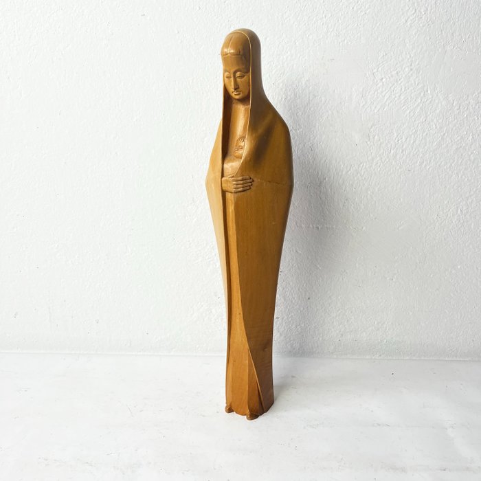 Preview of the first image of Art Deco Woodcarving Madonna - Maria statue.