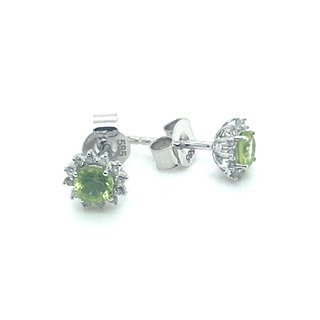 Image 2 of 14 kt. White gold - Earrings - 0.66 ct Peridot