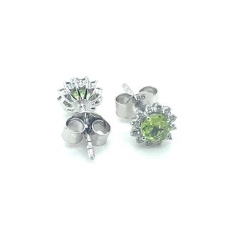 Image 3 of 14 kt. White gold - Earrings - 0.66 ct Peridot