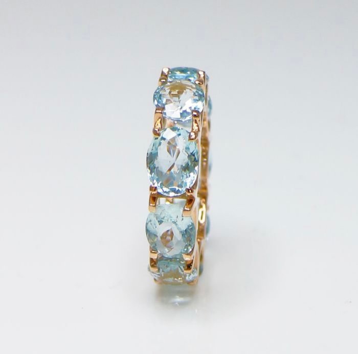 Preview of the first image of 14 kt. Pink gold - Ring Aquamarine.