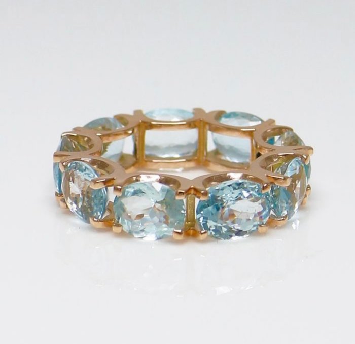 Image 3 of 14 kt. Pink gold - Ring Aquamarine
