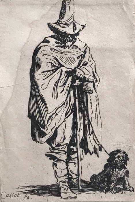Image 2 of Jacques callot (1592-1635) - " Il mendicante con cappello"