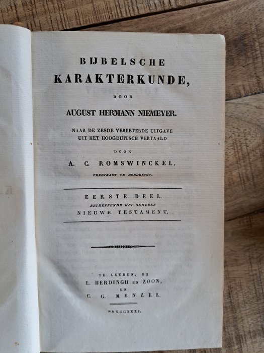 Image 3 of August Hermann Niemeyer / A.C. Romswinckel - Bijbelsche karakterkunde - 1831/1836