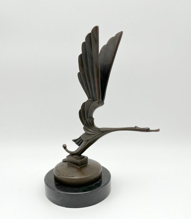 雕像 - Stork - car Mascotte - 大理石, 黄铜色