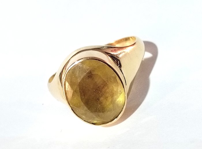 Image 2 of 18 kt. Yellow gold - Ring - 6.16 ct Sapphire