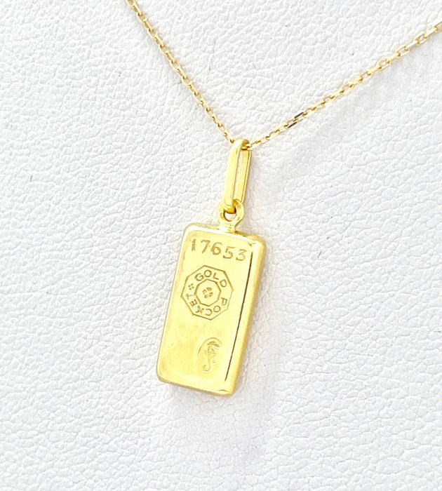 Image 2 of "AUCUN PRIX DE RESERVE" Lingot - 18 kt. Yellow gold - Necklace with pendant