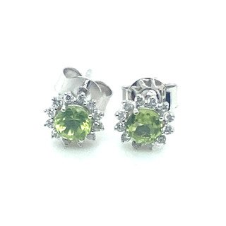 Preview of the first image of 14 kt. White gold - Earrings - 0.66 ct Peridot.