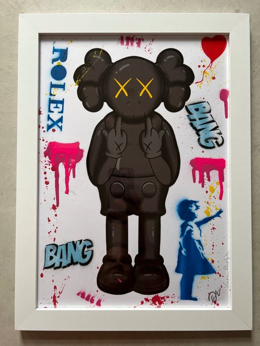 Preview of the first image of Koen Betjes (1992) - Rebellious Kaws x PopArt x Balloon Girl (Black version).