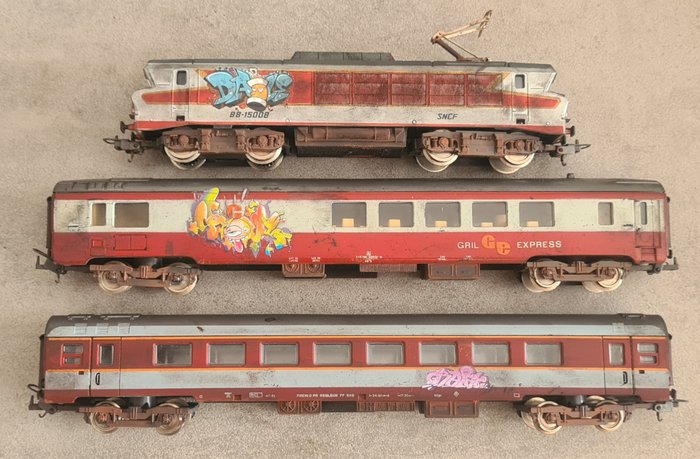 Image 2 of Lima H0 - 8045L - Electric locomotive, Passenger carriage - BB 15008 Passenger Train TEE patinated