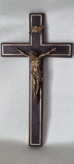 Preview of the first image of Crucifix (1) - Bronze, Rosewood - Late 19th century.