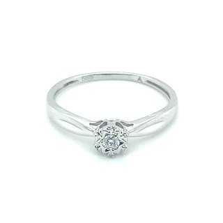 Preview of the first image of No Reserve Price - 14 kt. White gold - Ring - 0.05 ct Diamond.
