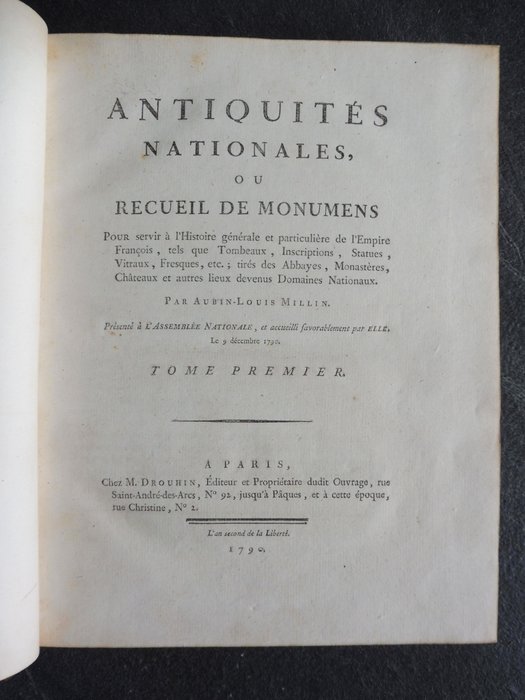 Image 3 of Aubin Louis Millin - Antiquités nationales ou recueil de Monumens pour servir à l'Histoire générale