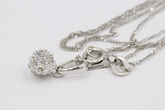 Image 3 of 18 kt. White gold - Necklace with pendant - 0.07 ct Diamond