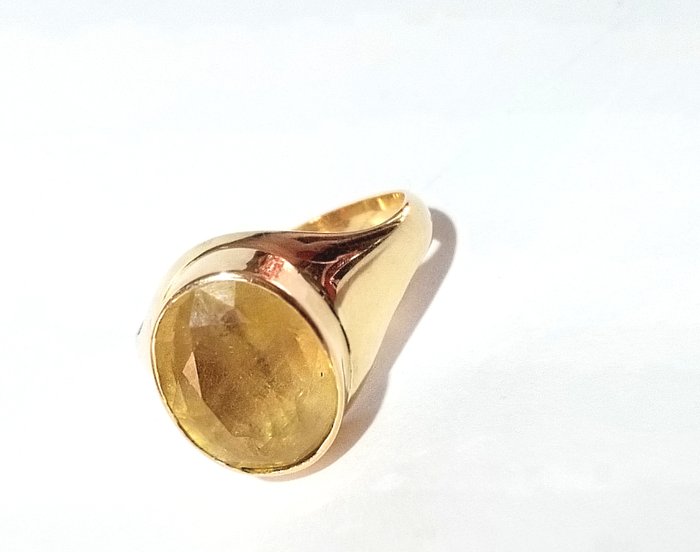 Image 3 of 18 kt. Yellow gold - Ring - 6.16 ct Sapphire