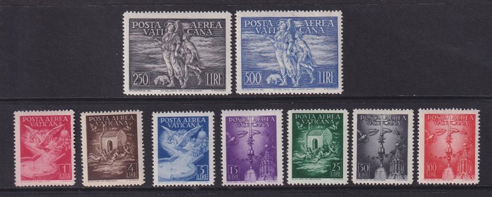 Preview of the first image of Vatican City 1947/1948 - Airmail stamps - Michel; 140/148.
