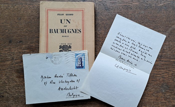 Preview of the first image of Jean Giono - Un des Baumugnes[édition originale sur Alfa avec une lettre autographe signée de Jean.