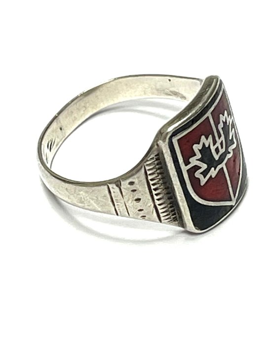 Image 3 of Men's Ring Art Deco Enamel - 800 Silver - Ring