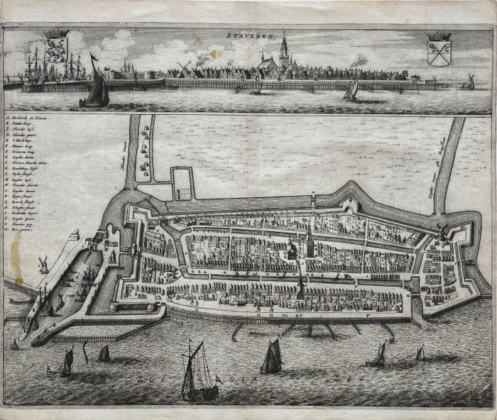 Image 2 of Netherlands, Staveren, Friesland; B. Schotanus à Sterringa, naar S.A. Haackma en S. Gravius - Stave