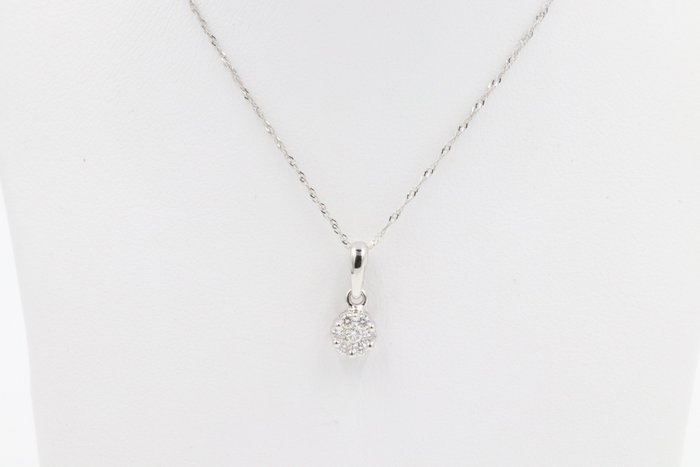Preview of the first image of 18 kt. White gold - Necklace with pendant - 0.07 ct Diamond.