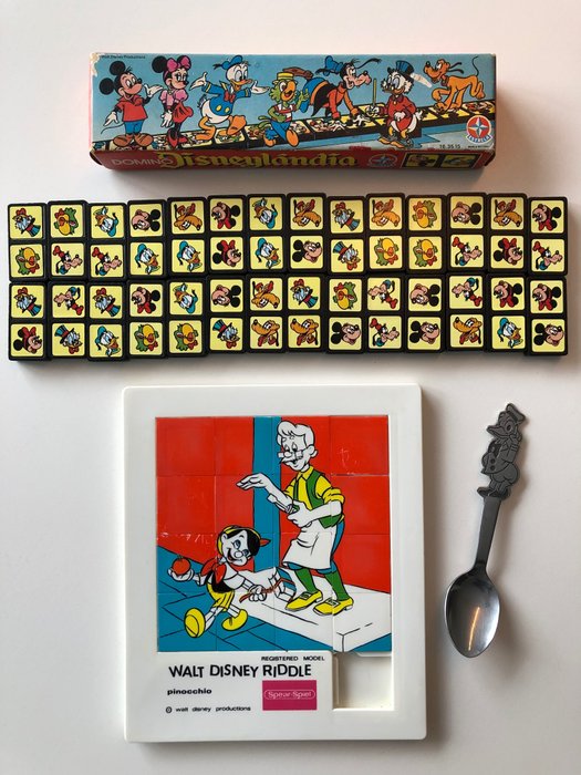 Preview of the first image of Donald Duck, Mickey Mouse, Pinocchio - 3 Walt Disney Productions vintage games - (1968/1970).