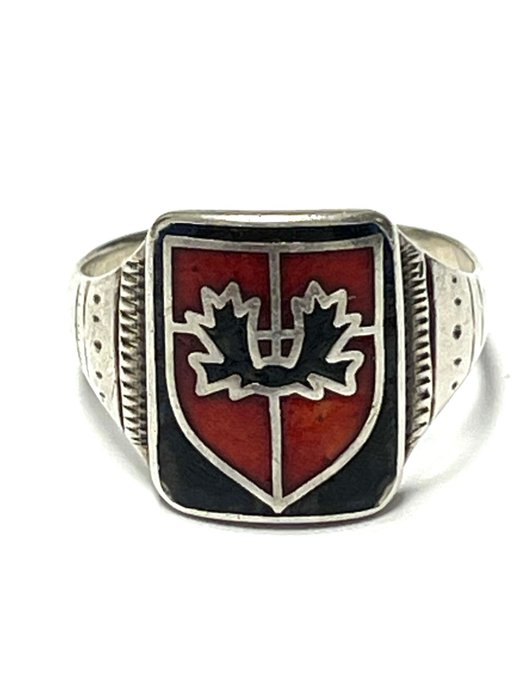 Preview of the first image of Men's Ring Art Deco Enamel - 800 Silver - Ring.