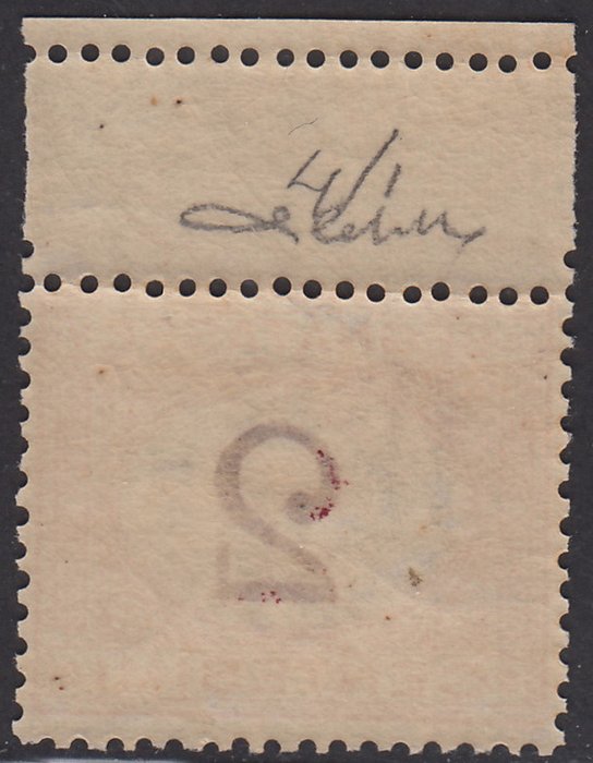 Image 2 of Italy Kingdom 1870 - Segnatasse c. 2 ocra con cifra violetto scuro con decalco della cifra "2" - n.