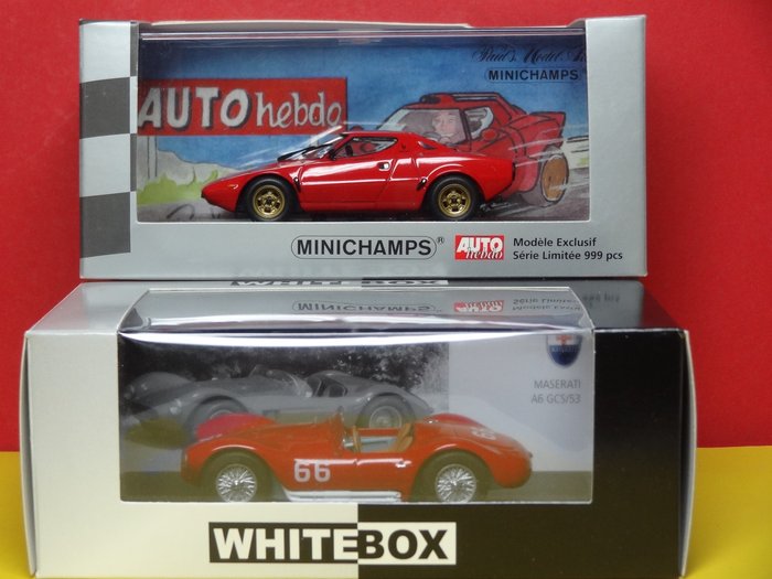 Preview of the first image of Minichamps - Whitebox - 1:43 - Lancia Stratos - Maserati A6GCS - Italy lot with 2 historic collecti.