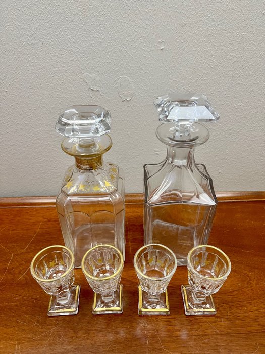 Image 3 of Baccarat (?) - Two decanters with glasses - Glass