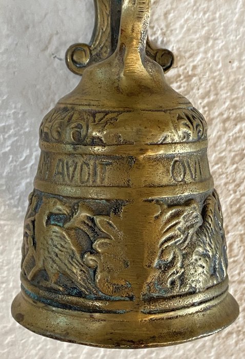Image 2 of Antique big religious monastery bell - Historicism - with Archangel and Lighted Symbols. Bronze - F