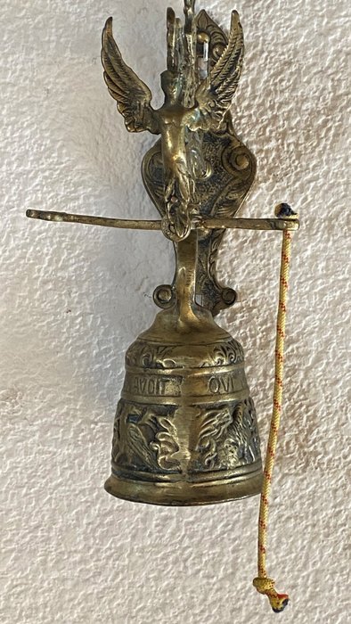 Preview of the first image of Antique big religious monastery bell - Historicism - with Archangel and Lighted Symbols. Bronze - F.