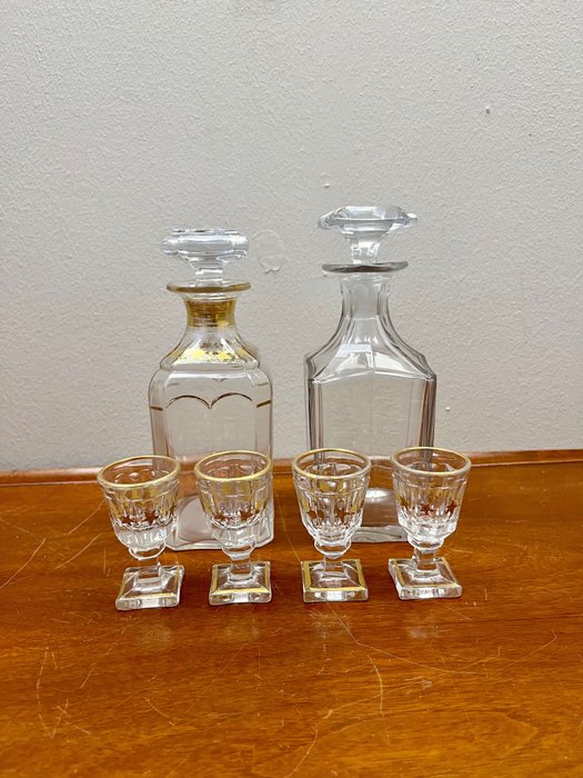 Preview of the first image of Baccarat (?) - Two decanters with glasses - Glass.