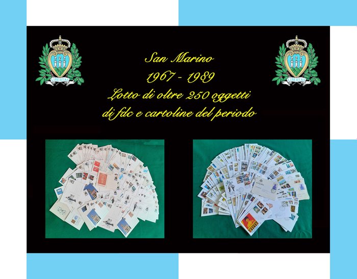 Preview of the first image of San Marino 1967/1989 - Lot of over 250 FDCs and postcards of the period.