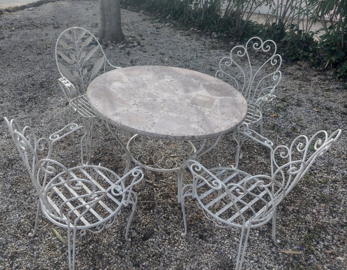 Antyczne/zabytkowe krzesła ogrodowe (4) - Żelazo (kute) - Unknown