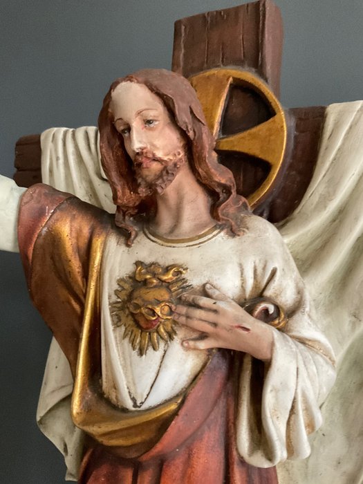 Image 2 of Sculpture, Sacred Heart (71 cm.) - Plaster - Early 20th century