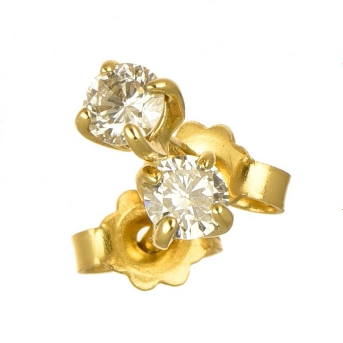 Image 2 of 18 kt. Gold - Earrings, Ring, Set - 0.39 ct Diamonds