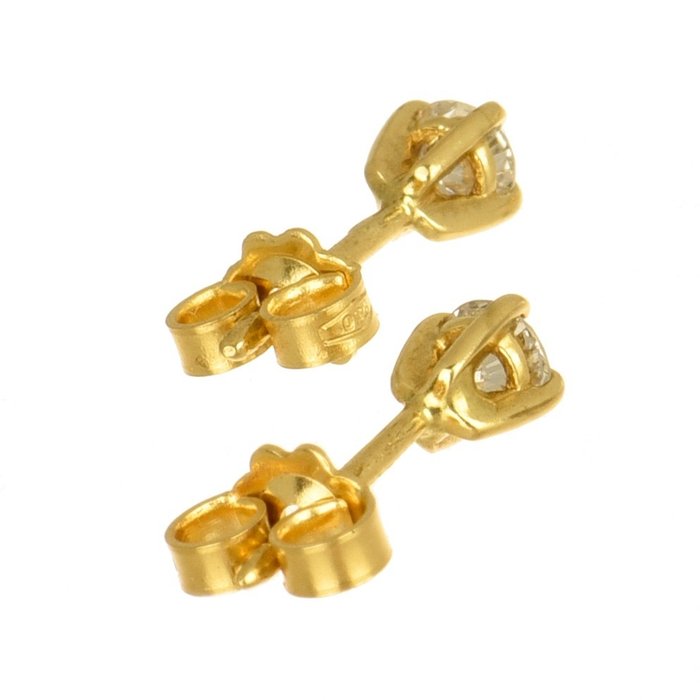 Image 3 of 18 kt. Gold - Earrings, Ring, Set - 0.39 ct Diamonds