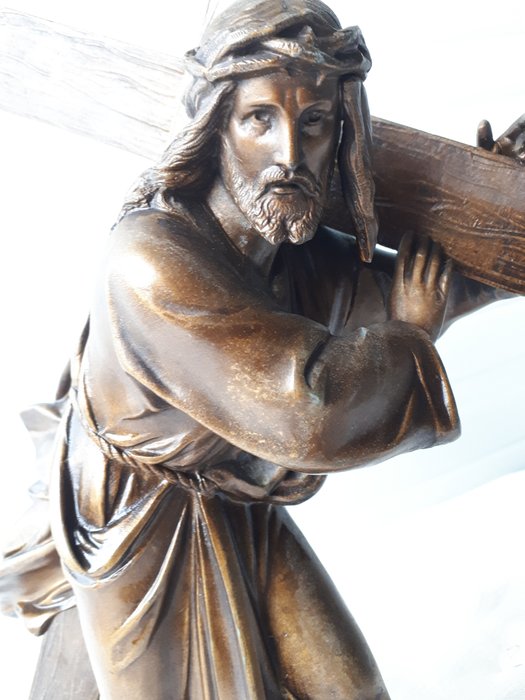Preview of the first image of Sculpture, Carrying the Cross - Spelter - Early 20th century.