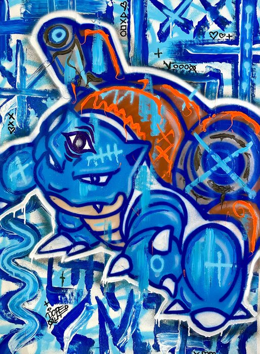 Preview of the first image of Doped Out M (1988) - Blastoise - Pokémon Spraypaint - Nintendo triptych part 3.