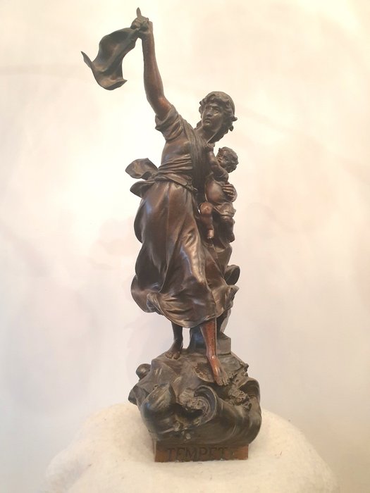 Image 2 of Virgile Morey (act. 1883-1895) - Sculpture, Storm - 60cm (1) - Spelter - Late 19th century