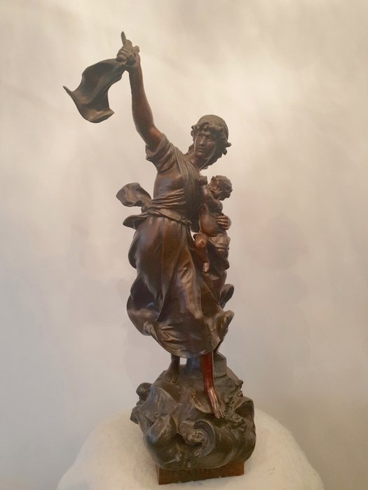 Preview of the first image of Virgile Morey (act. 1883-1895) - Sculpture, Storm - 60cm (1) - Spelter - Late 19th century.